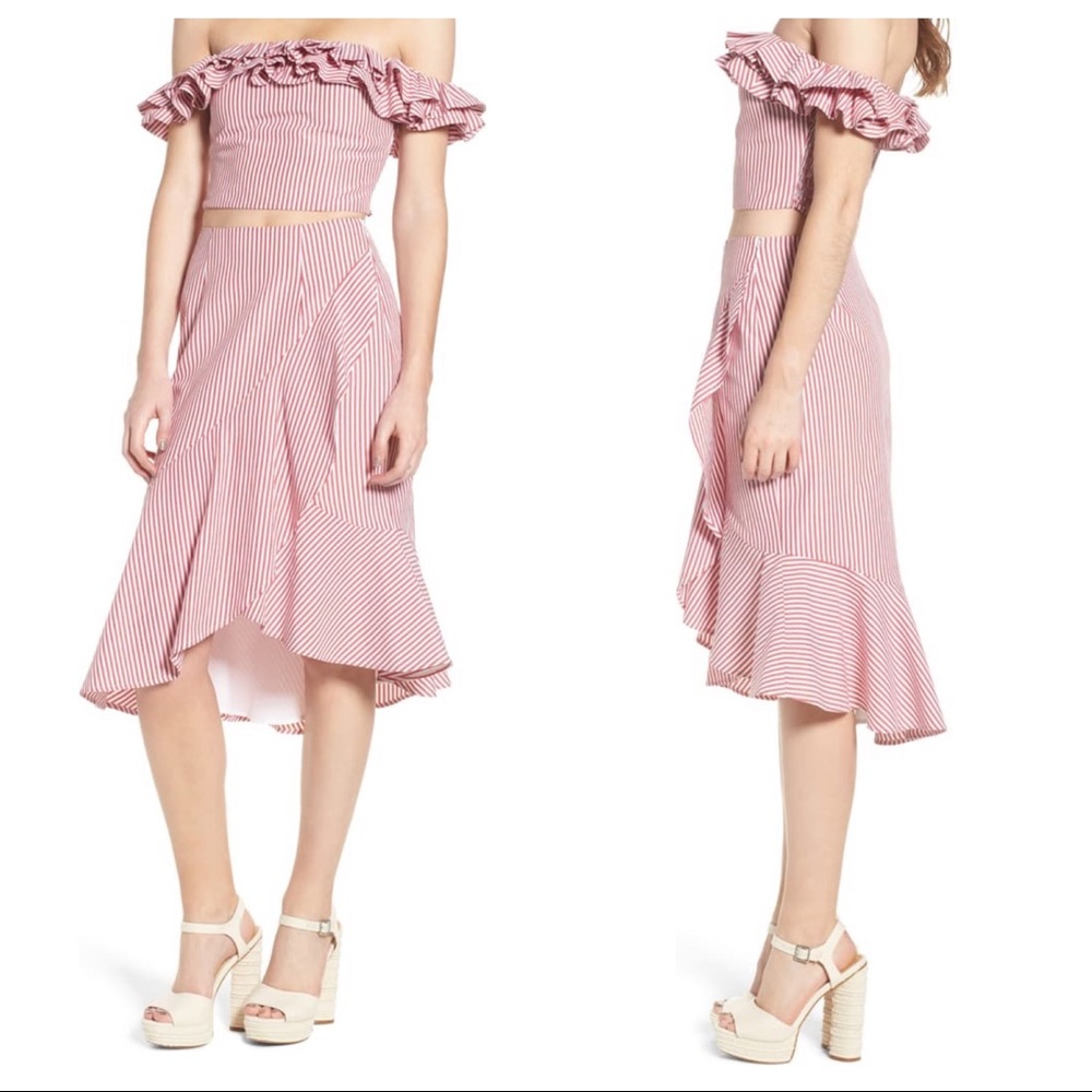 WAYF Naples Striped Ruffle Skirt